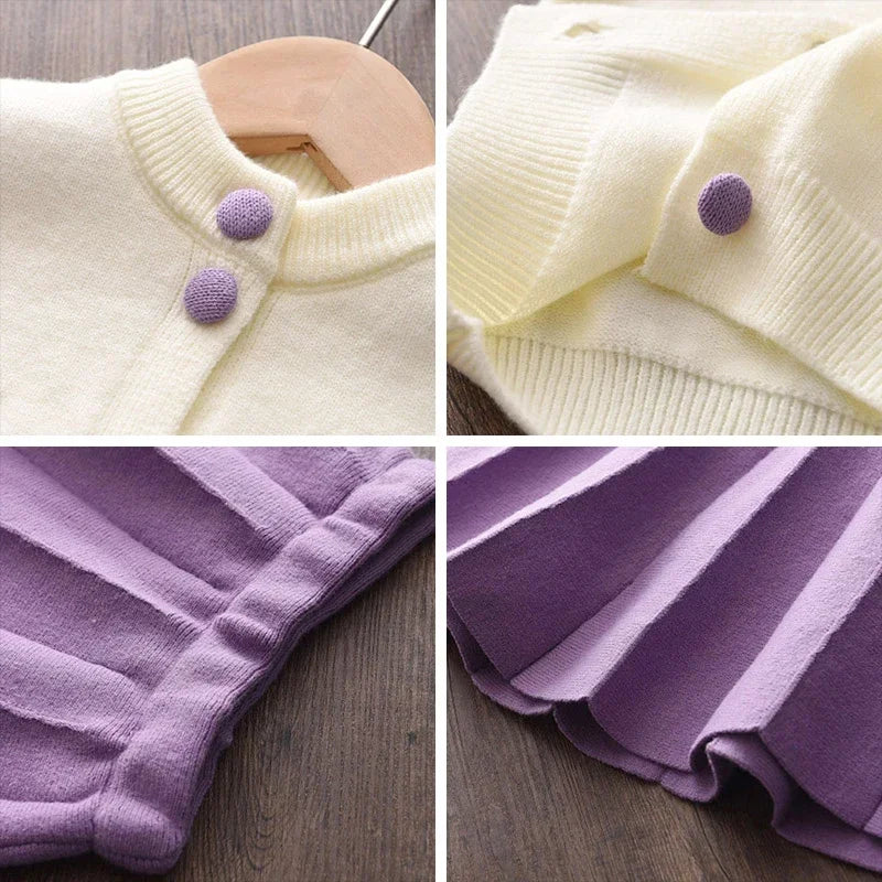 Girls’ Long-Sleeve Winter Outfit with Strawberry Design childrensterritory