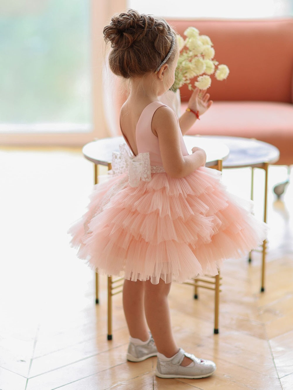 Puffy Layers Pink Wedding Party Dress for Baby/Kids Girls childrensterritory