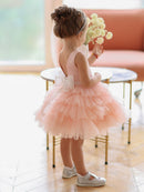 Puffy Layers Pink Wedding Party Dress for Baby/Kids Girls childrensterritory