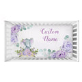 Custom Name with Flower Elephant Print Baby Bedding Set