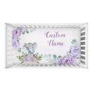 Custom Name with Flower Elephant Print Baby Bedding Set