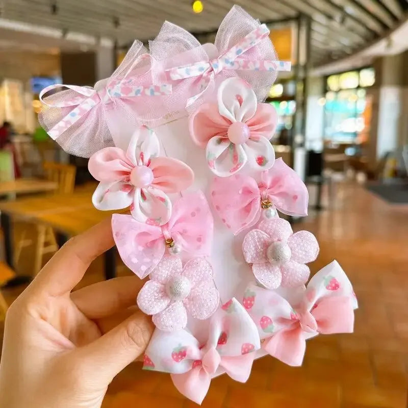 10Pcs/Set Cute Lace Flower Bows Design Baby Hairclips childrensterritory