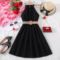 Kids Girls Off Shoulder Formal Summer Party Dresses With Belt
