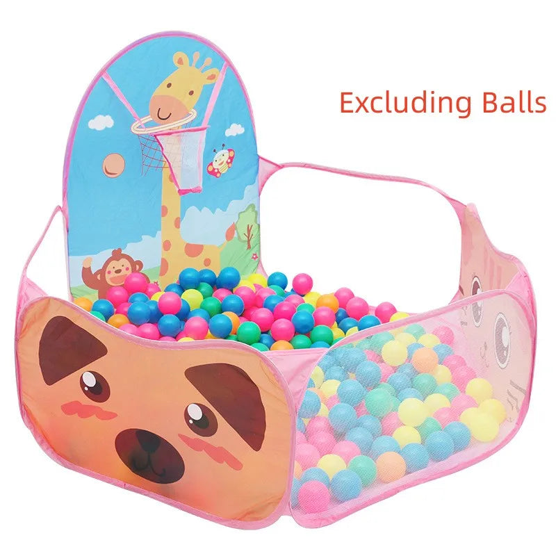 120cm Portable Baby Ball Pool with Basketball Hoop Playpen