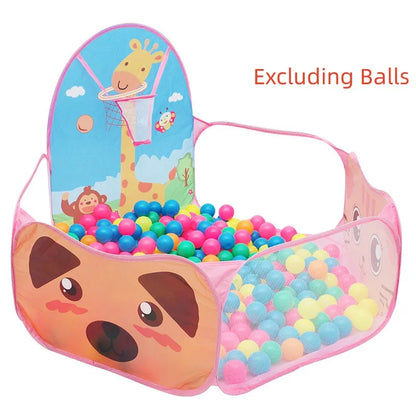 120cm Portable Baby Ball Pool with Basketball Hoop Playpen