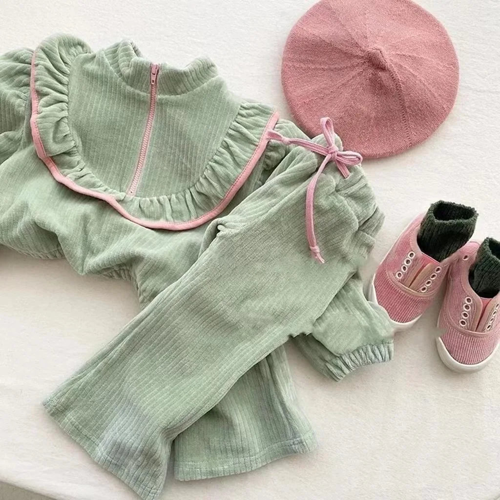 Kids Girl Korean Style Sweater + Pants Fashionable Two Piece Set childrensterritory