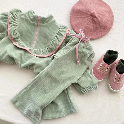 Kids Girl Korean Style Sweater + Pants Fashionable Two Piece Set childrensterritory