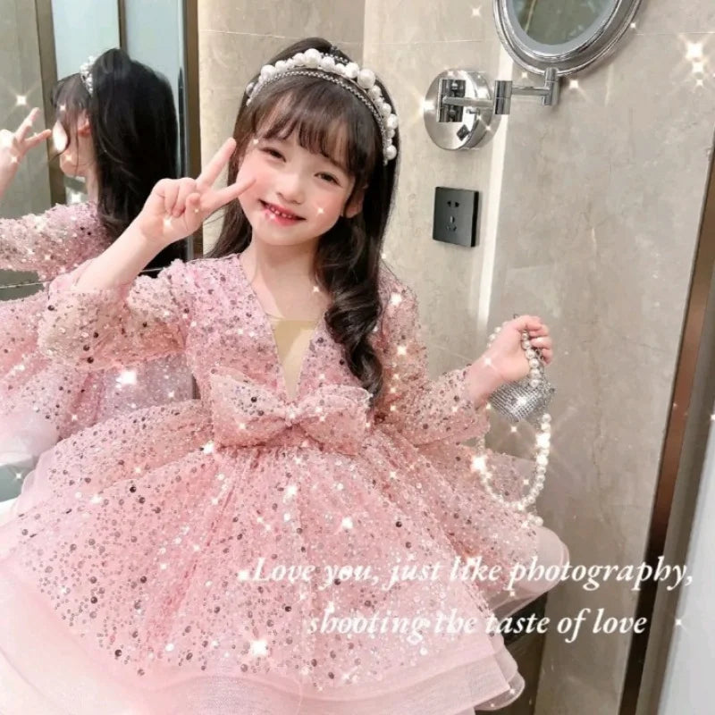 Cute Shiny Ruffles Design Tutu Summer Party Dress for Girls