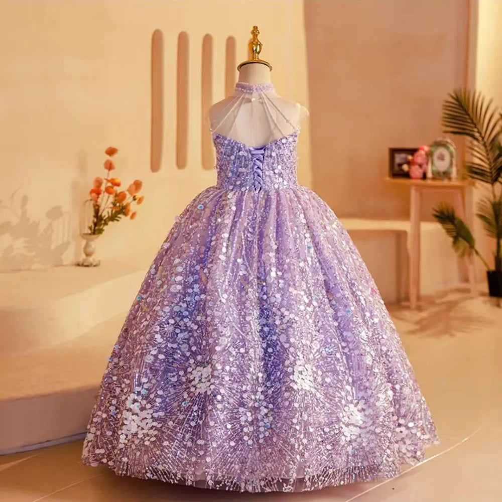 Gorgeous Sparkling Beading Girls Wedding Birthday Party Dress
