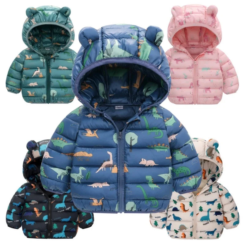 Baby Kids Cartoon Design Puffer Winter Jacket