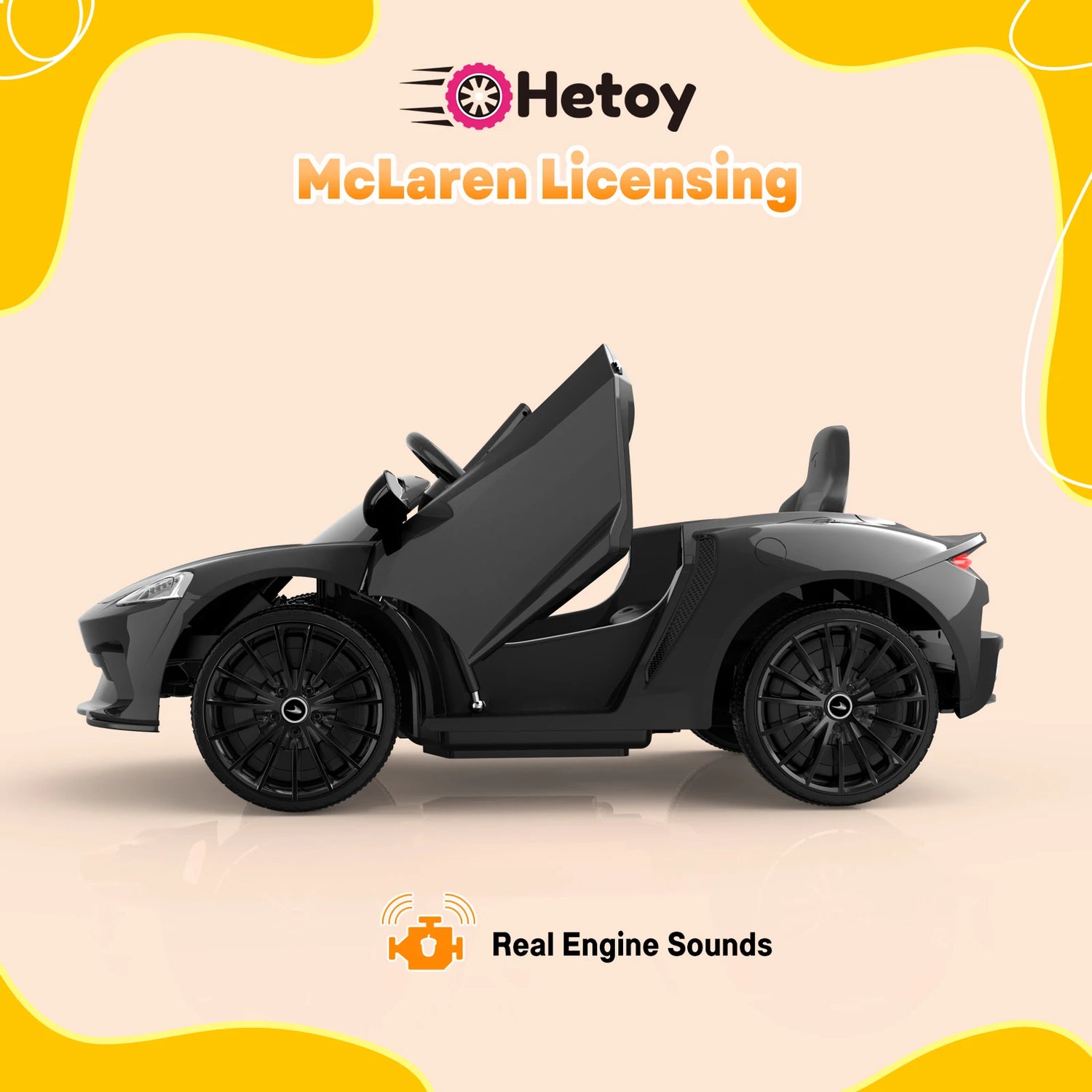 Kids 12V Ride On Sports Car with 2 Speeds, Sound System childrensterritory