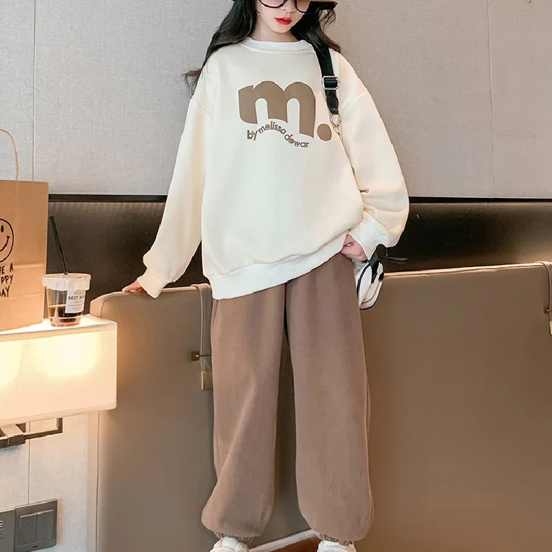 2Pcs Kids Girl Sweatshirt & Pants Sets for Autumn/Spring