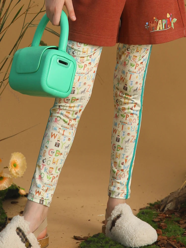 Girls Cartoon Printed Stretch Pants childrensterritory