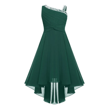 Kids Girls Ruched Twisted High-Low Summer Chiffon Dresses childrensterritory