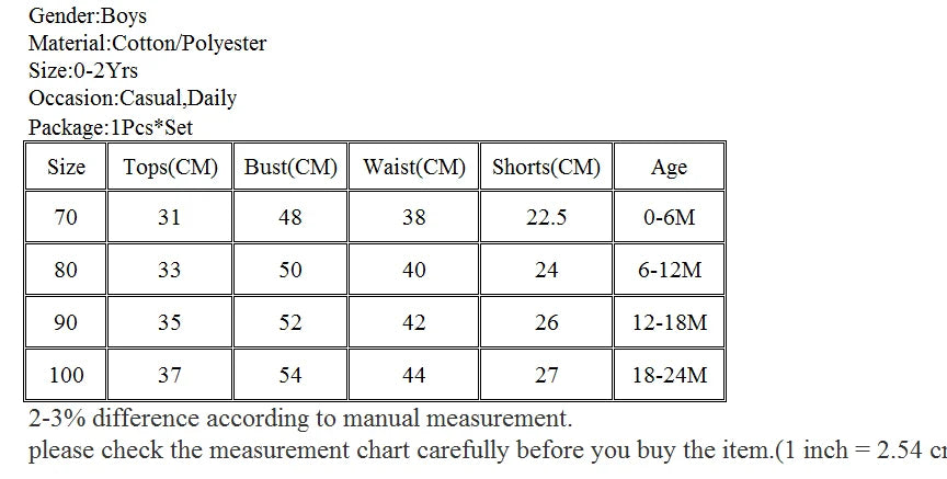 2Pcs Casual Summer Clothing Set for Baby Boys/Girls