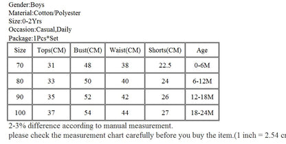 2Pcs Casual Summer Clothing Set for Baby Boys/Girls