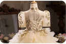 Elegant Girls' Princess Gown with Train, Embroidered with Flowers childrensterritory