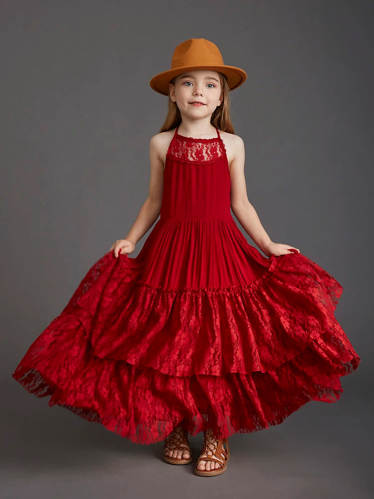 Girls Sleeveless Long Princess Dresses childrensterritory