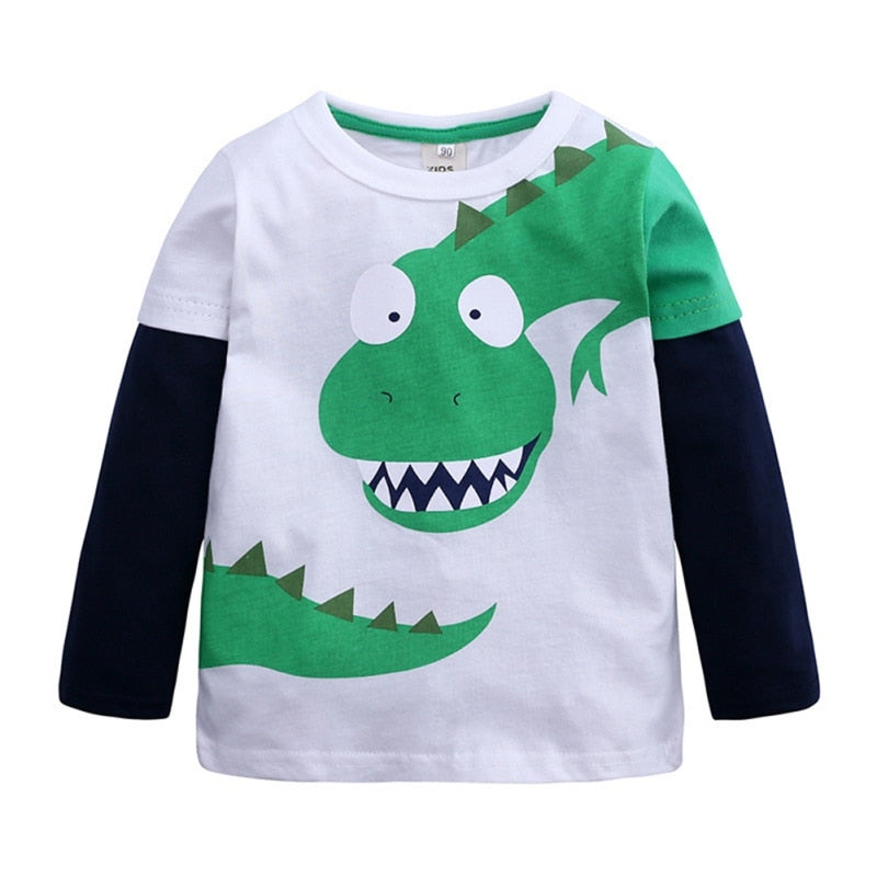Cartoon Dinosaur Print Kids Boys Casual T-shirts/Tops childrensterritory