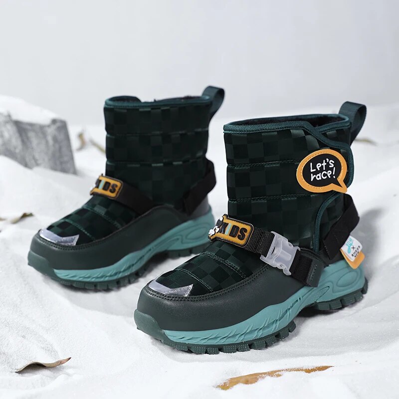 Kids Warm Plush Rubber Sole Outdoor Boots for Winter childrensterritory