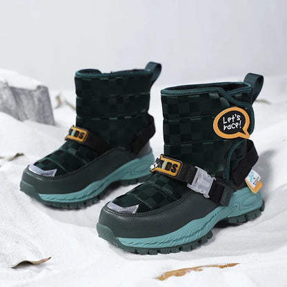 Kids Warm Plush Rubber Sole Outdoor Boots for Winter childrensterritory