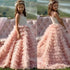 Little Girl Tiered Tulle Lace Appliques Princess Dresses with Train childrensterritory