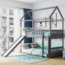 Slide-equipped Twin Over Twin Bunk Bed for Kids Bedroom childrensterritory