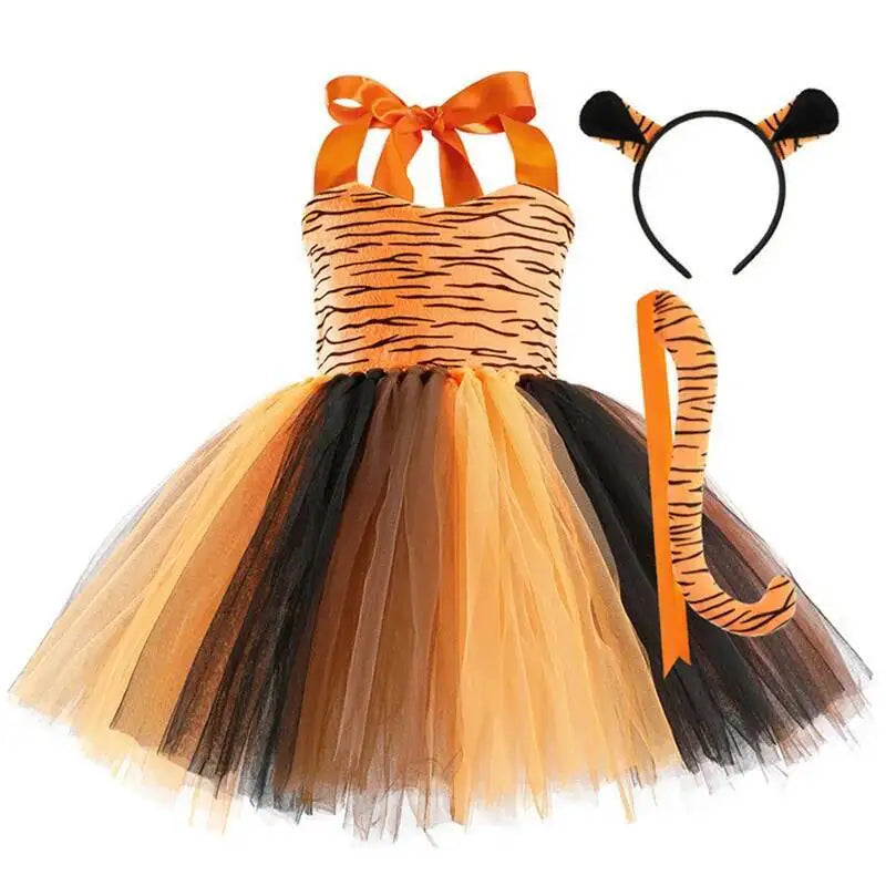 Kids Girls Little Cat Look Tutu Skirt Dresses for School Performance
