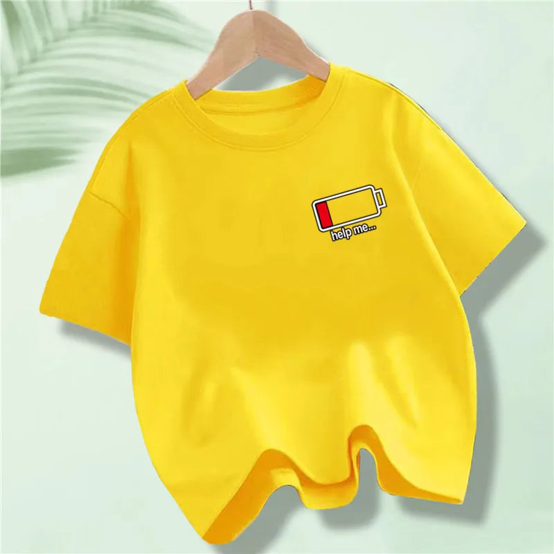 Kids 100% Full Battery Design T-shirts for Summer childrensterritory