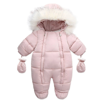 Baby Thick Warm Hooded Fleece Rompers Snowsuit childrensterritory
