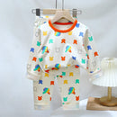 Cartoon Print Long Sleeve Lycra Pajamas Set for Kids childrensterritory