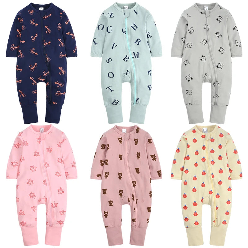 Long Sleeves Printed Baby Girl/Boy Zipper Bodysuits childrensterritory