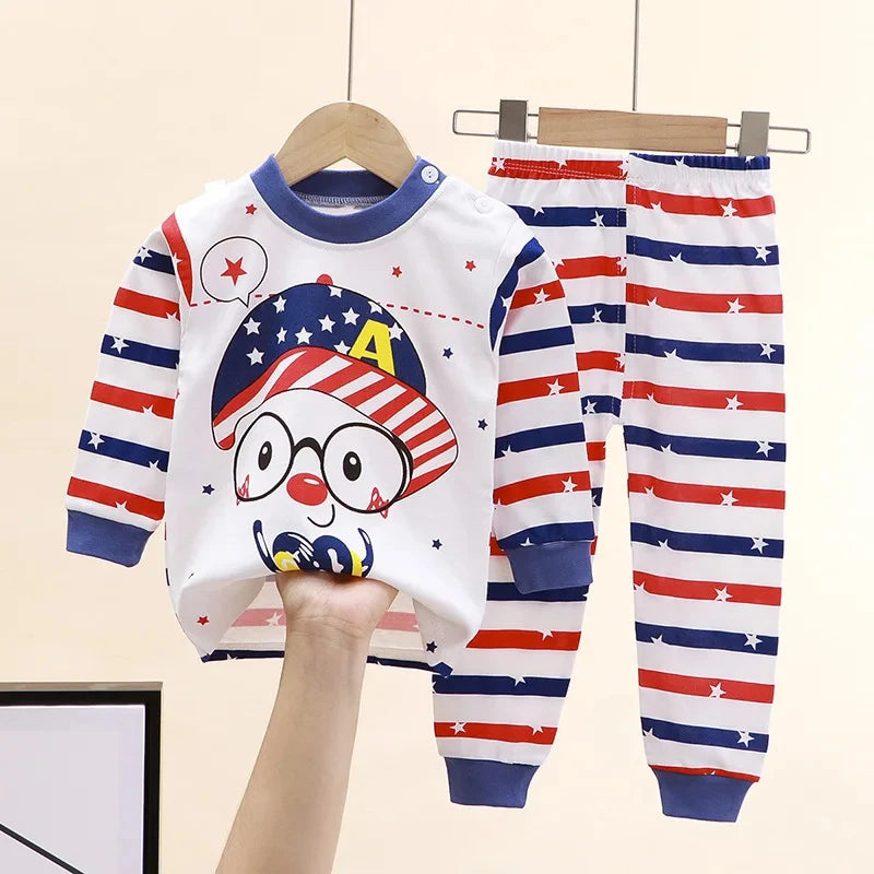 Kids Cartoon Print Autumn Casual Clothing Set