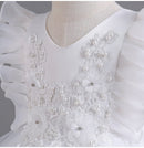 Lace Flower Embroidery Fluffy Mesh Trailing Girls Party Dresses childrensterritory