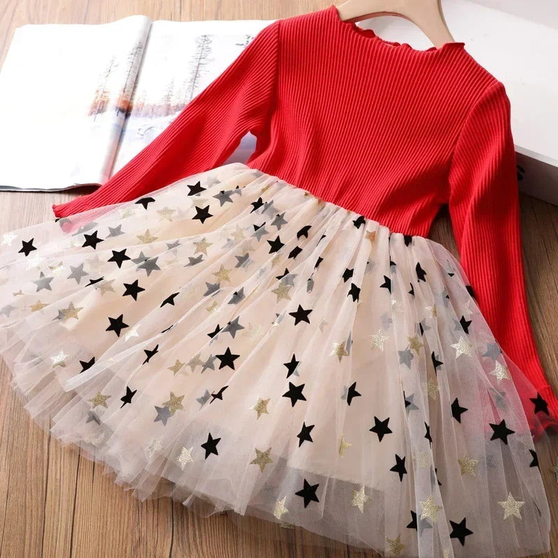 Girls' Round Neck Long Sleeves Autumn Party Dresses childrensterritory
