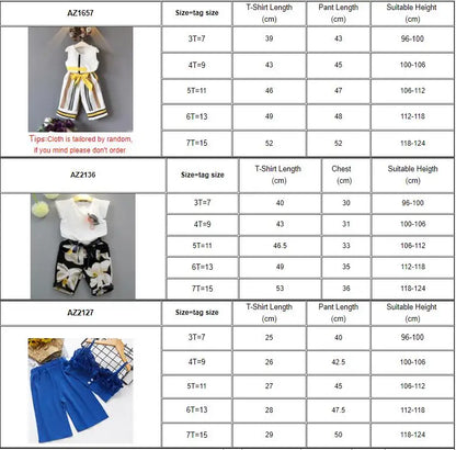 Kids Girls Summer Tops with Long Pants Clothing Sets