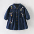 Long Sleeves Flowers Embroidered Design Girls Dresses childrensterritory