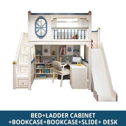 Kids Modren Bunk Bed with Bookcase and Wardrobe childrensterritory