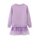 Little Girls Cartoon Stars Design Long Sleeves Mesh Dress childrensterritory