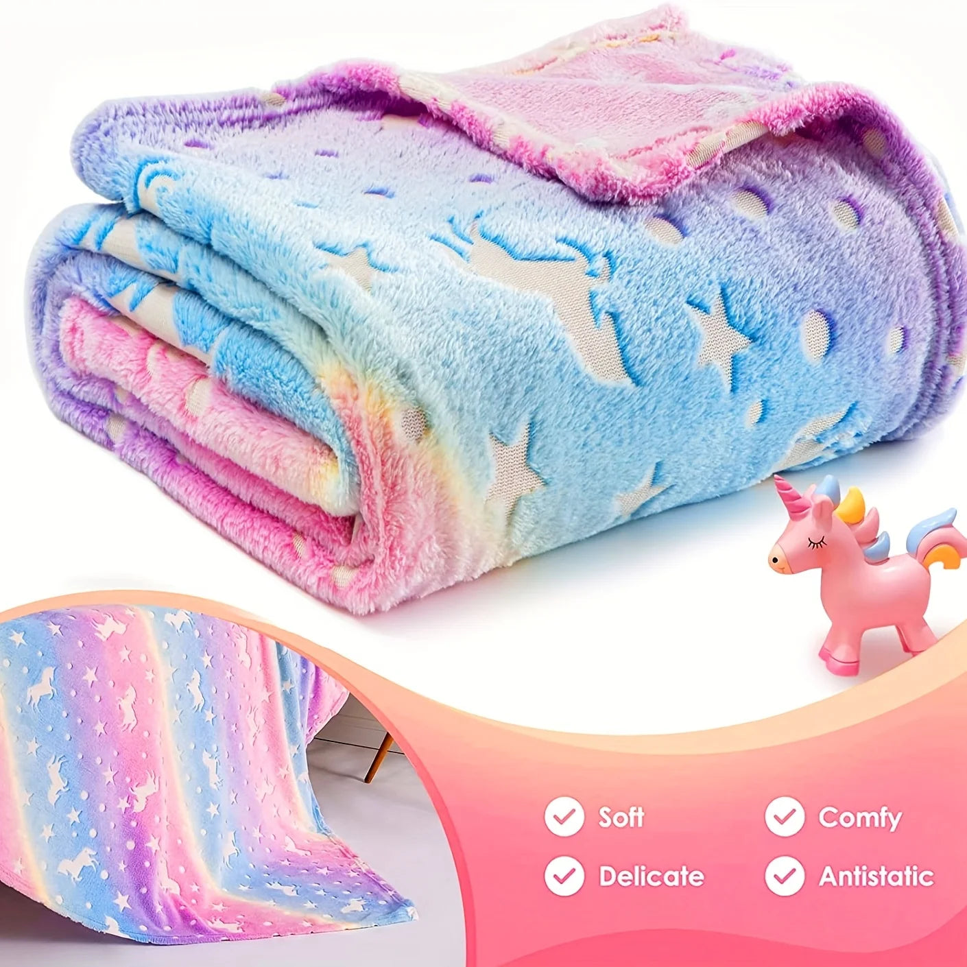 Soft Glow-in-the-Dark Cartoon Design Blanket for Kids childrensterritory