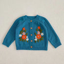 Baby Girls Long Sleeves Floral Embroidery Knitted Cardigans childrensterritory