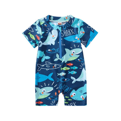 Shark Printed Short Sleeve Baby Boy Casual Swimwear childrensterritory