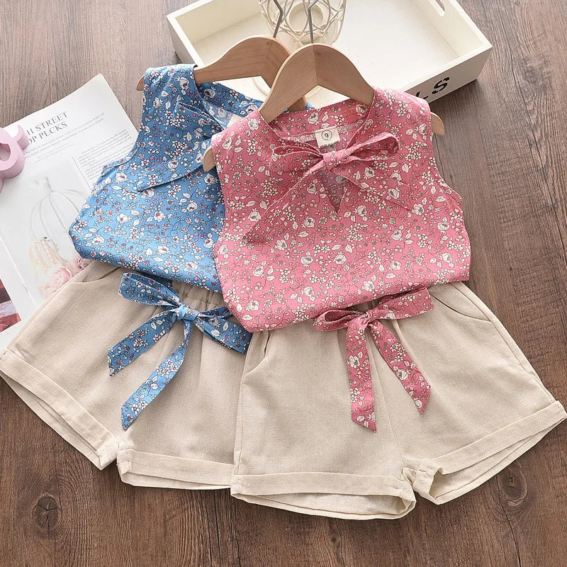 Little Girls Sleeveless Vest &amp; Shorts 2Pcs/Sets for Summer childrensterritory
