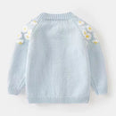 Kids Girls Light Blue Floral Embroidery Cardigan childrensterritory
