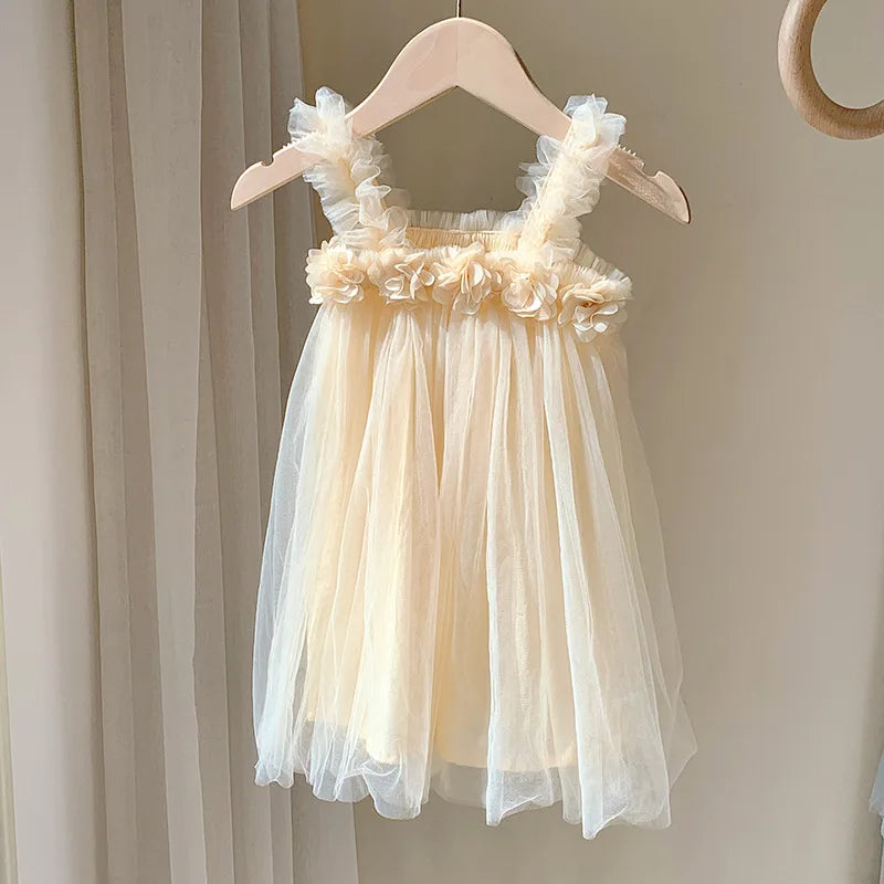 Little Girls 3D Flower Design Tutu Princess Dresses for Summer childrensterritory