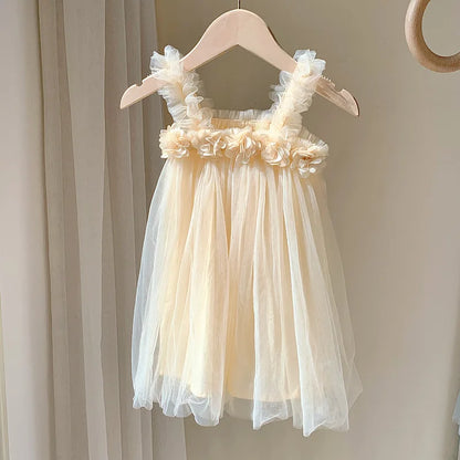 Little Girls 3D Flower Design Tutu Princess Dresses for Summer childrensterritory