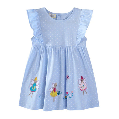 Cartoon Embroidery Design Kids Girls Summer Dresses childrensterritory