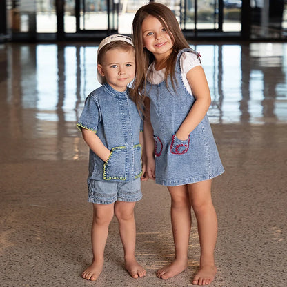Baby/Kids Summer Denim Clothing Sets with Pockets childrensterritory