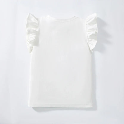Little Girls Various Cartoon Print Summer Cotton Tops childrensterritory