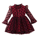 Kid Girl Mesh Yarn Heart Printed Party Dress